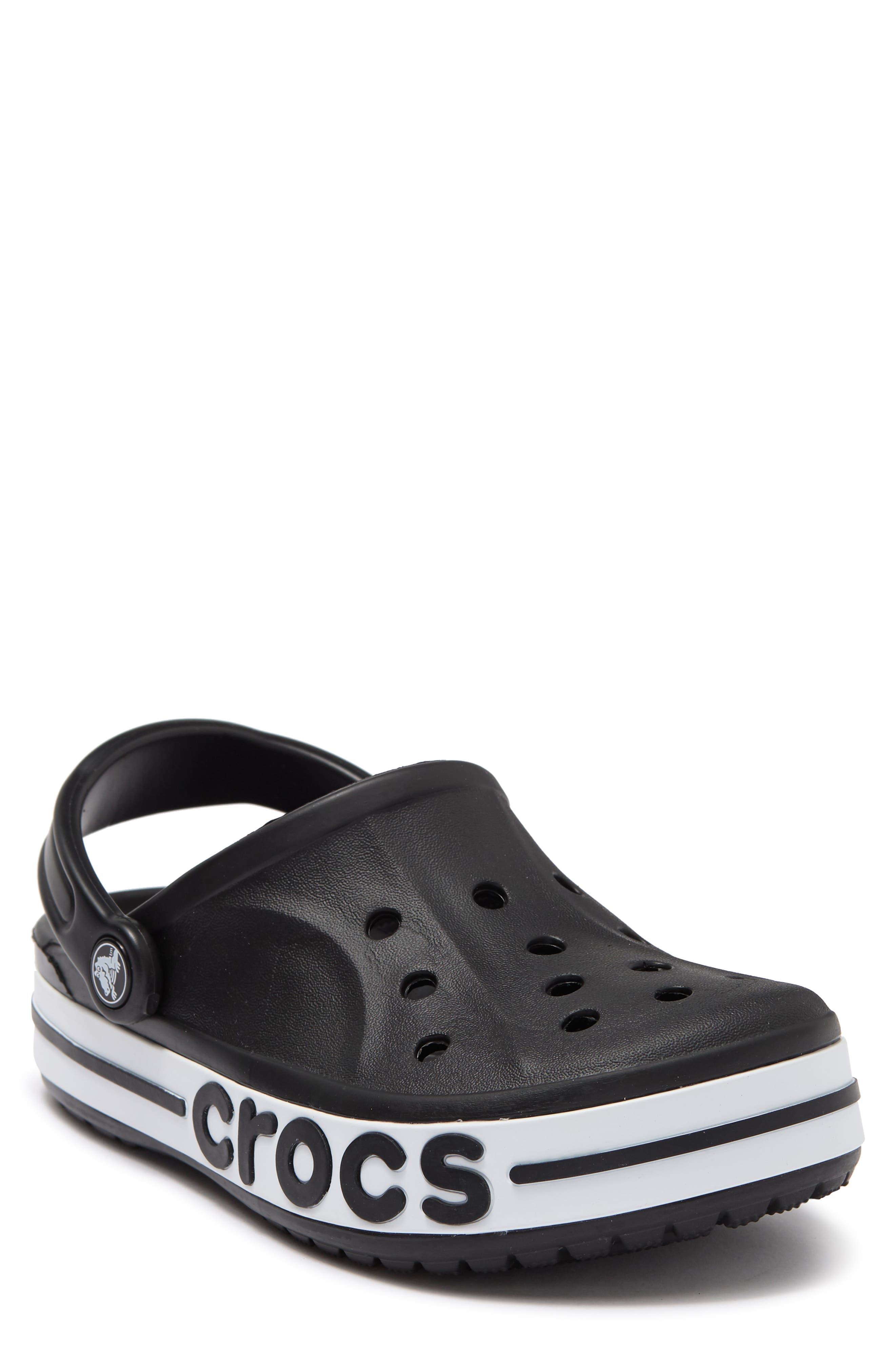 black and white bayaband crocs