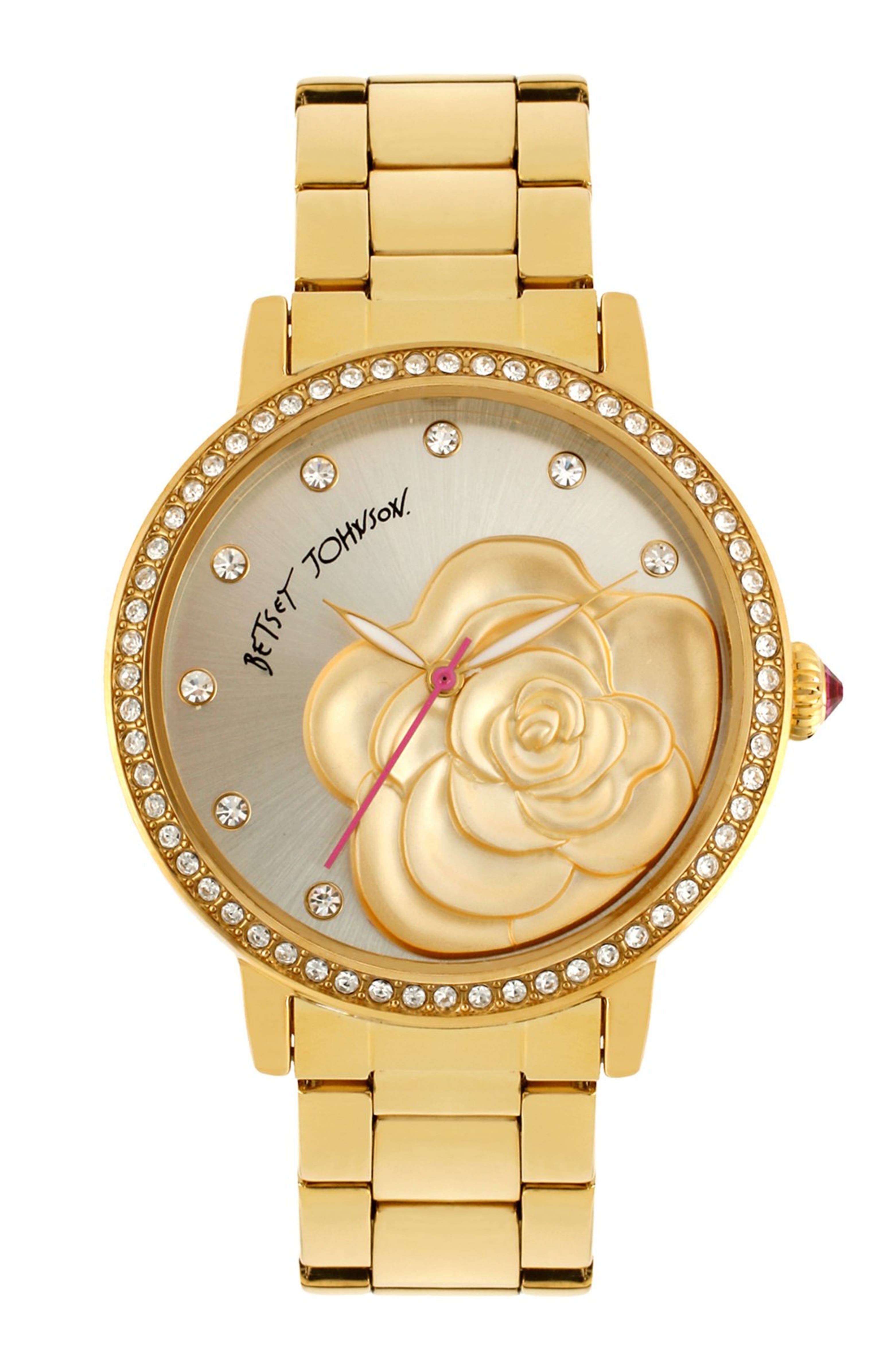 Betsey Johnson Molded Rose Dial Watch, 40mm | Nordstrom