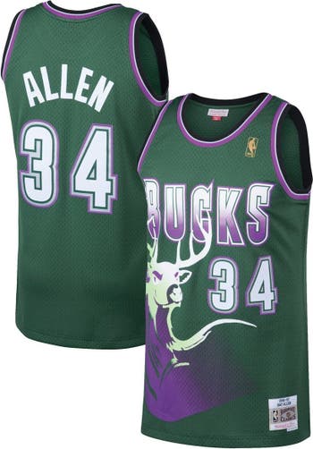  Ray Allen Milwaukee Bucks Mitchell and Ness Men's Green  Throwback Jesey Medium : Sports & Outdoors
