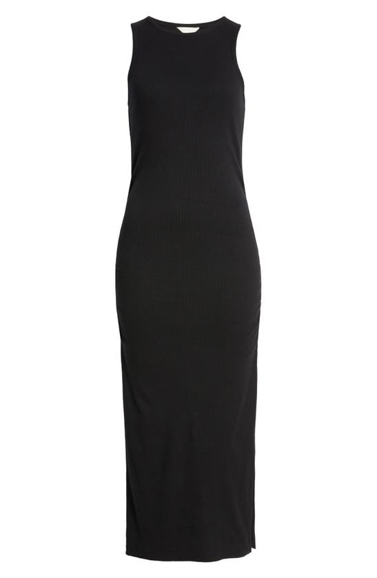 Shop Caslon Ruched Tank Midi Dress In Black