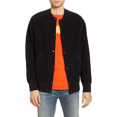 Saturdays Nyc Wray Reverse Fleece Varsity Jacket, Black