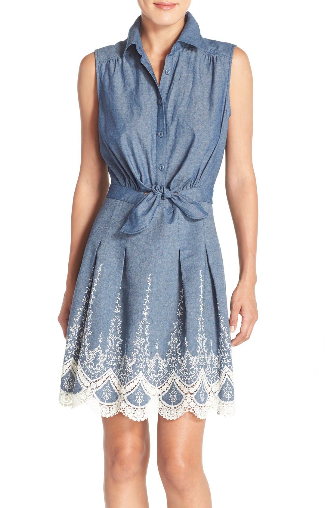 ECI Embroidered Chambray Dress Nordstrom