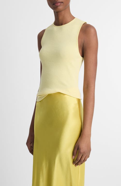 Shop Vince Sleeveless Cotton Rib Shell In Citrines