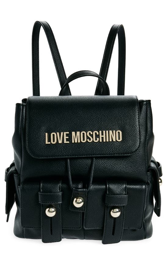 Shop Love Moschino Faux Leather Backpack In Black