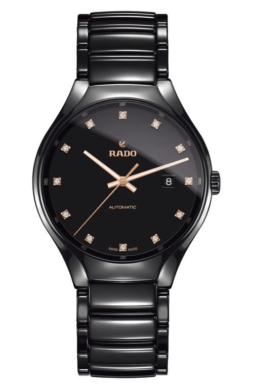 RADO True Automatic Diamond Ceramic Watch, 40mm in Black at Nordstrom
