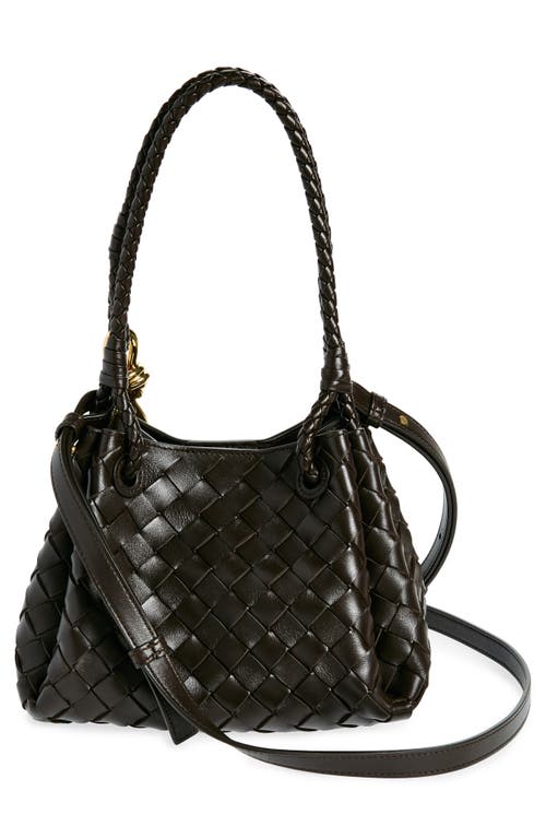 Bottega Veneta Andiamo Parachute Small Intrecciato Leather Shoulder Bag In Fondant/brass