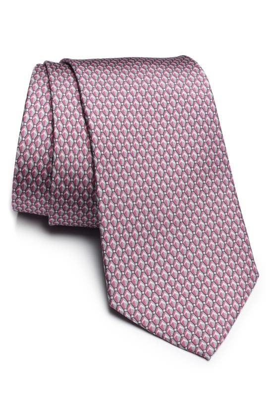 Jack Victor Melbourne Geometric Print Silk Tie In Pink