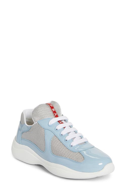 Prada Multicolor Leather And Fabric America's Cup Sneaker 25s In Celeste