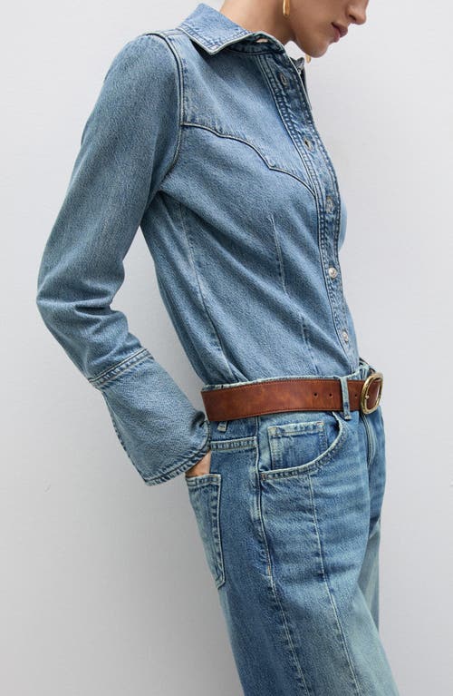 Shop Mango Venetia Denim Western Jacket In Medium Blue