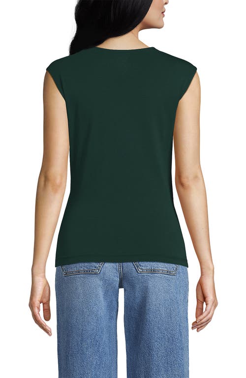 Shop Lands' End Lightweight Jersey Wrap Front Top In Deep Forest