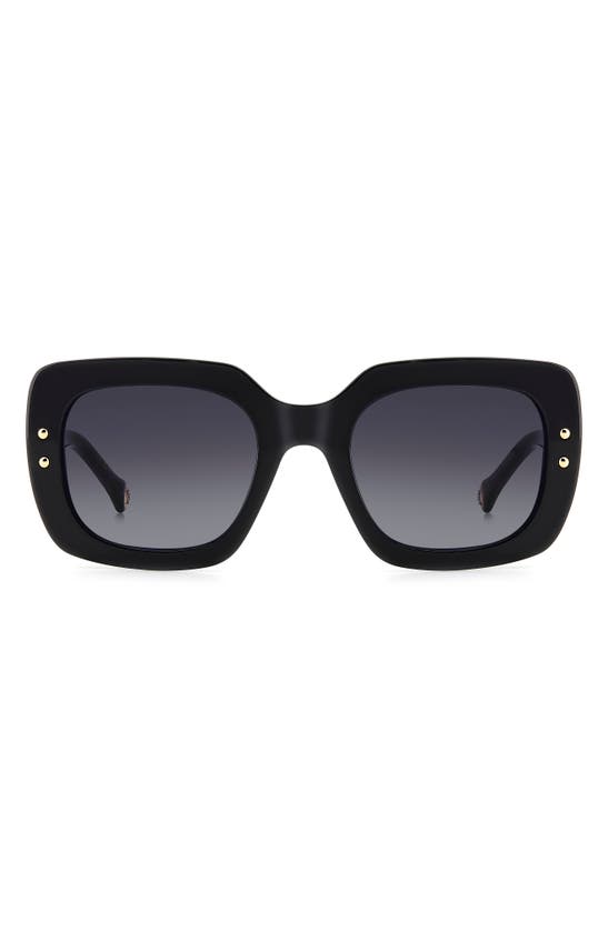Shop Carolina Herrera 52mm Rectangular Sunglasses In Black/ Cream