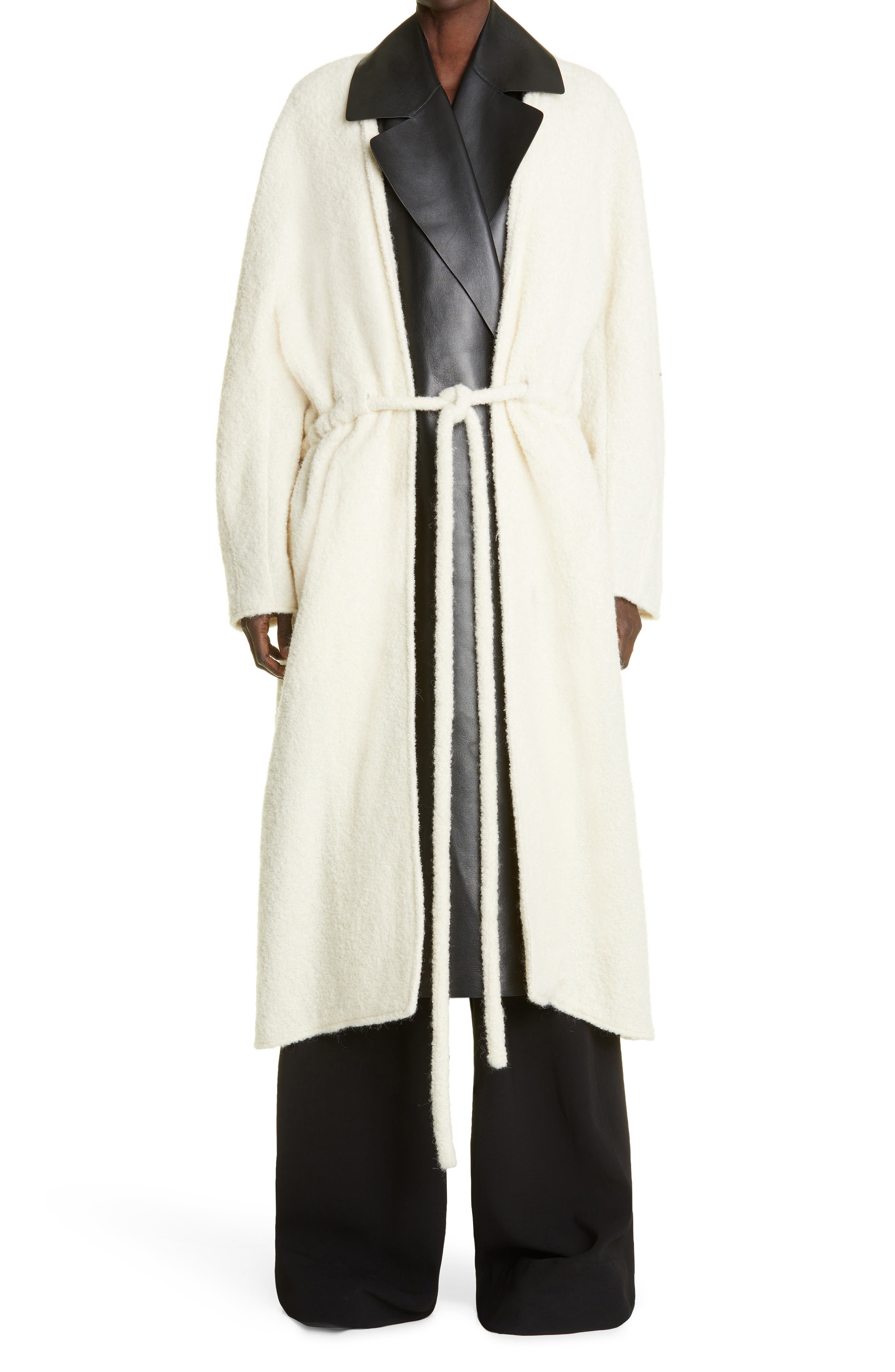 white long leather coat