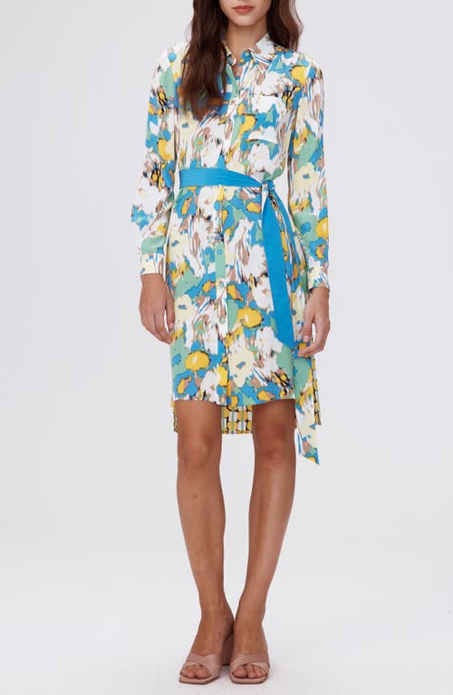 Diane von Furstenberg Prita Mixed Print Long Sleeve High-Low Shirtdress Day Dream Floral Bu at Nordstrom,