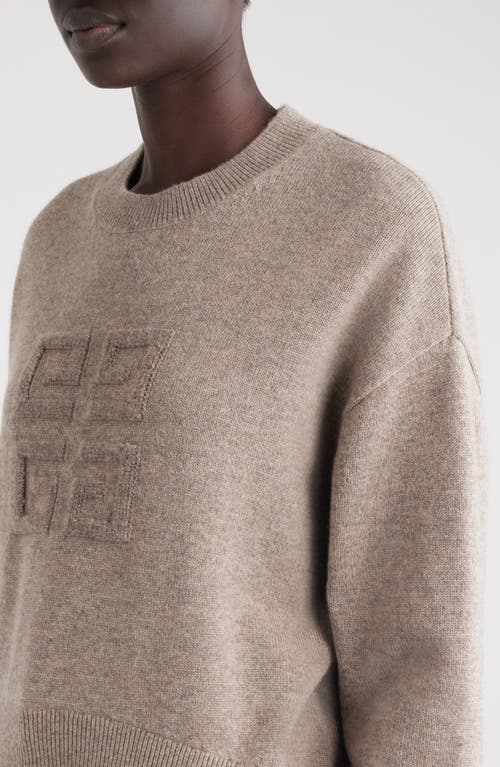 Givenchy 4g Logo Cashmere Crewneck Sweater In Pumice Beige