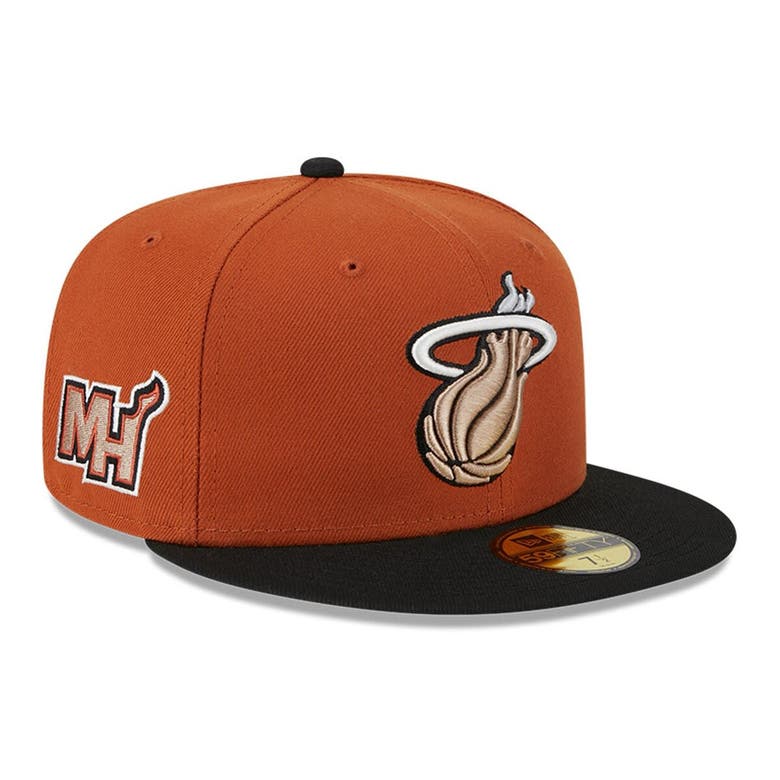 Shop New Era Rust/black Miami Heat Two-tone 59fifty Fitted Hat In Burnt Orange