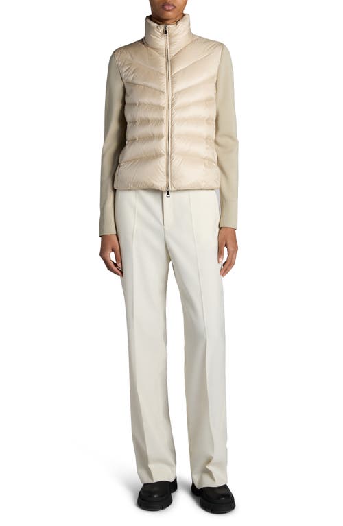 Moncler Lightweight Wool Puffer Cardigan In Neutral