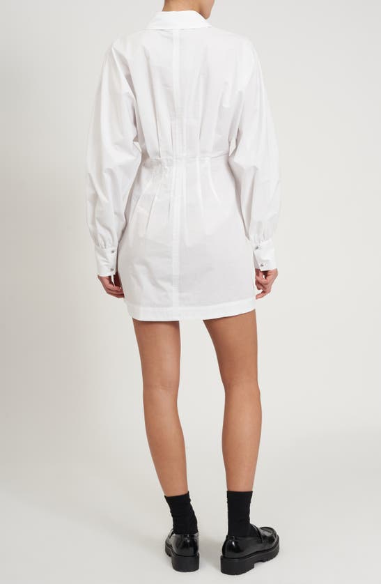 Shop Rebecca Minkoff Joey Pleated Long Sleeve Minidress In Bright White