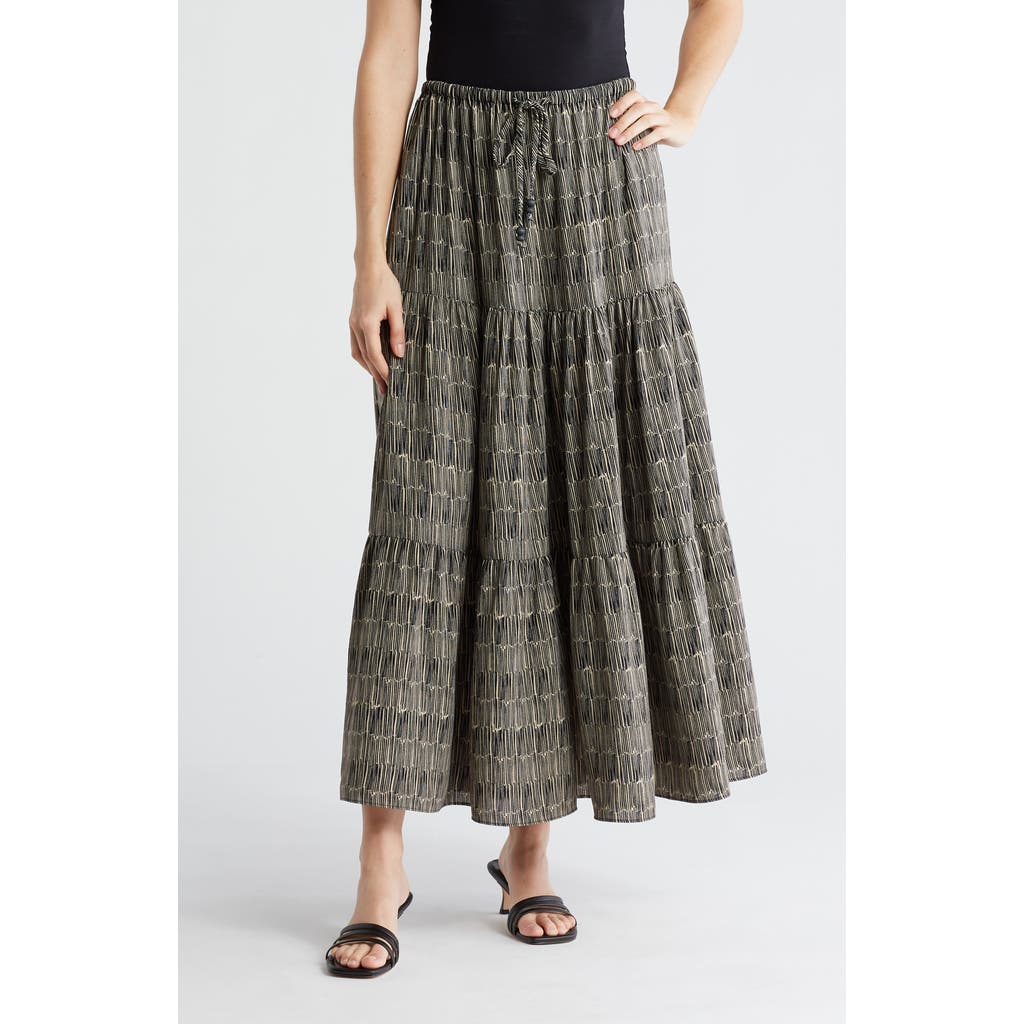 Adrianna Papell Tiered Drawstring Maxi Skirt In Gray
