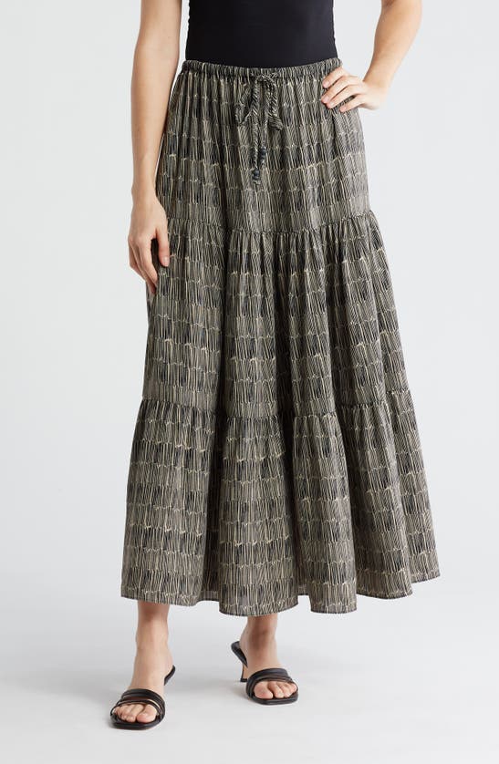 Adrianna Papell Tiered Drawstring Maxi Skirt In Black