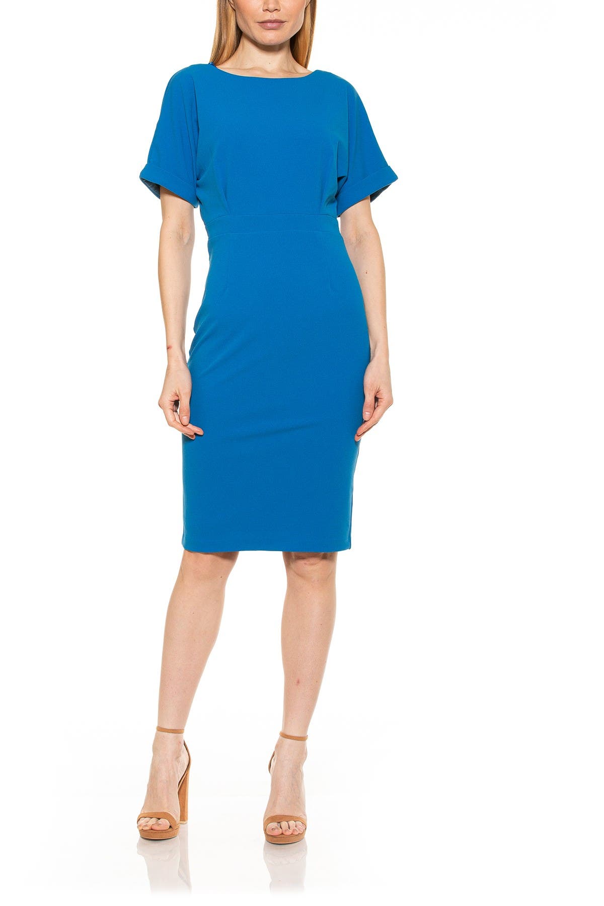 Alexia Admor Dolman Sleeve Midi Sheath Dress In Dark Blue