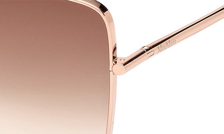 Max Mara 61mm Geometric Sunglasses In Shiny Rose Gold / Brown