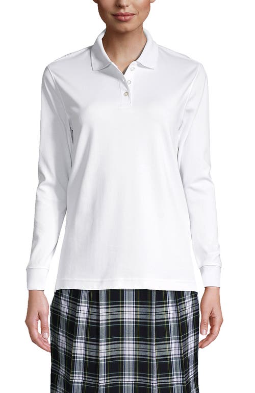 Lands' End Tall Long Sleeve Interlock Polo Shirt In White
