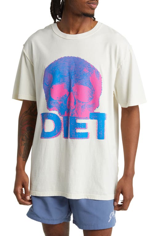 DIET STARTS MONDAY Skull Graphic T-Shirt in Antique White