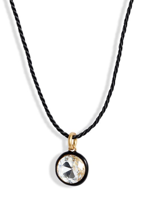 Shop Roxanne Assoulin Bezel Crystal Pendant Necklace In Gold/black/clear Cz