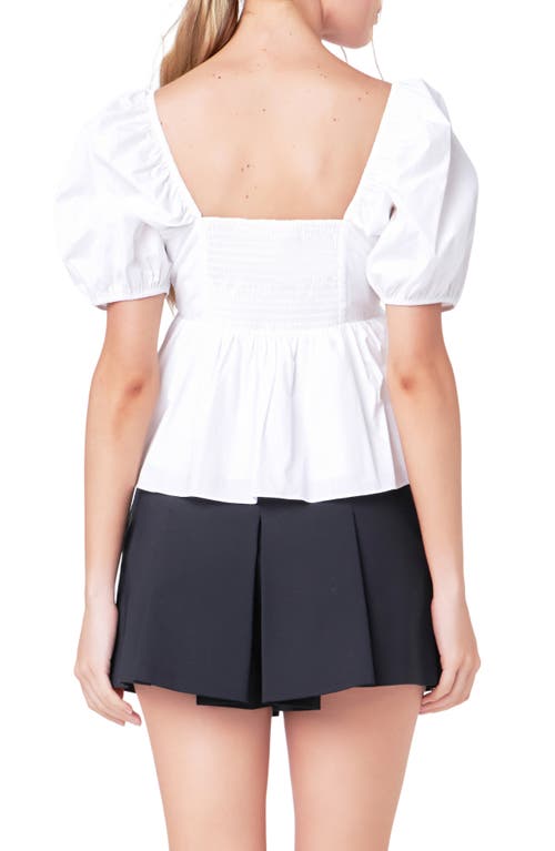 Shop English Factory Corsage Detail Cotton Poplin Top In White