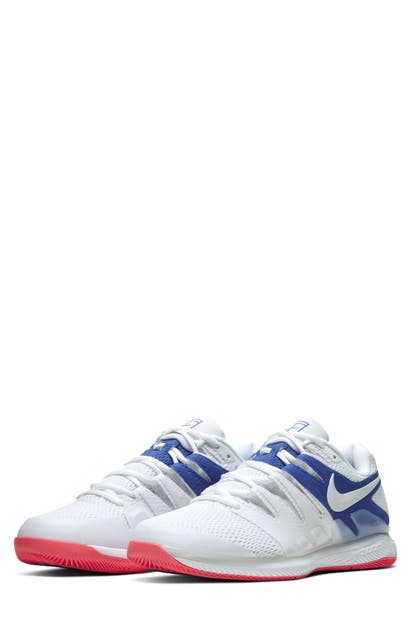 Nike Court Air Zoom Vapor X Tennis Shoe In White/ Game Royal/ Crimson