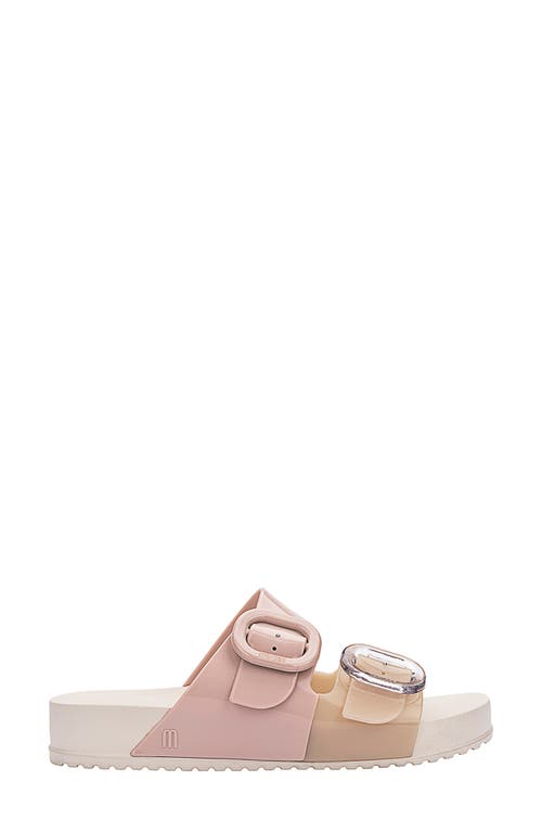 Melissa Cozy Buckle Slide Sandal In Beige/pink