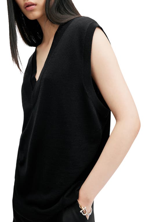 Allsaints Bern Merino Wool V-neck Tank Top In Black