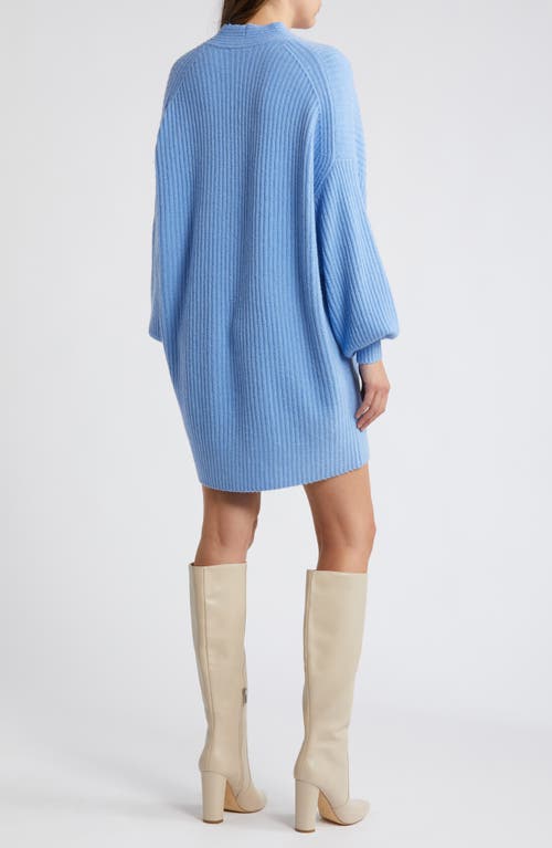 Shop French Connection Babysoft Rib Button Front Long Sleeve Sweater Dress In Dusted Blue