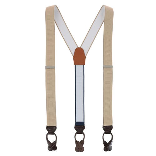 Trafalgar Big & Tall Classic Stretch Button End Suspenders In Khaki