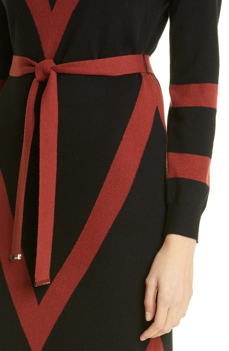 Ted Baker London Bertta Long Sleeve Wool Blend Midi Sweater Dress, Alternate, color, 