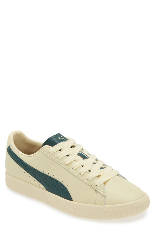 PUMA Clyde Players Lane Low Top Sneaker in Creamy Vanilla-Red-Black 