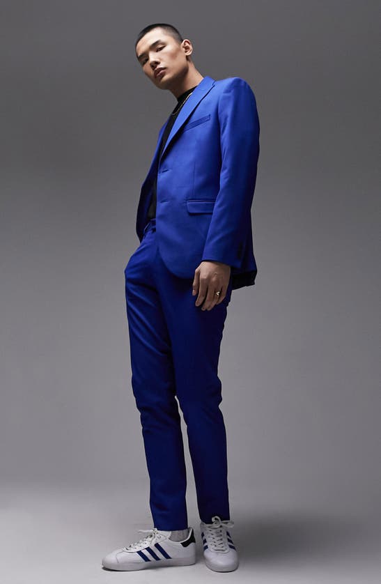 Shop Topman Slim Suit Pants In Mid Blue