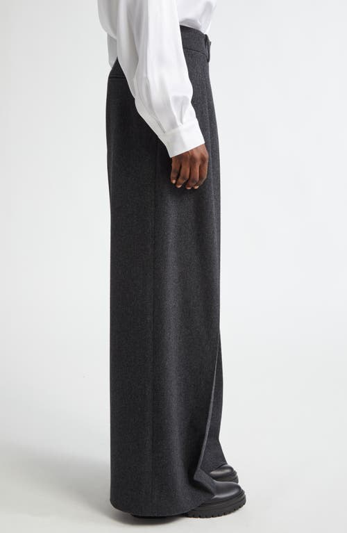 Michael Kors Pleated Wool Stretch Flannel Baggy Pants In Charcoal Melange