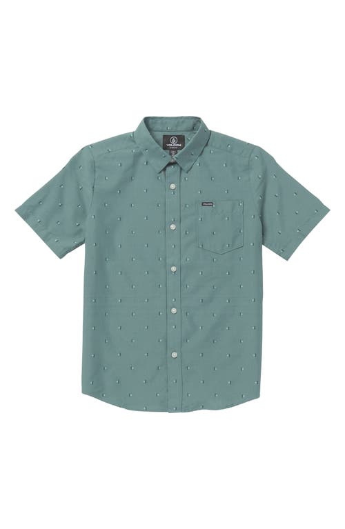 Volcom Kids' Mistere Short Sleeve Button-Up Shirt in Service Blue
