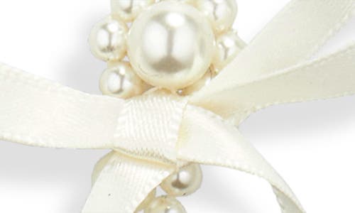 Shop Simone Rocha Bow Ribbon Imitation Pearl Drop Earrings In Pearl/ivory