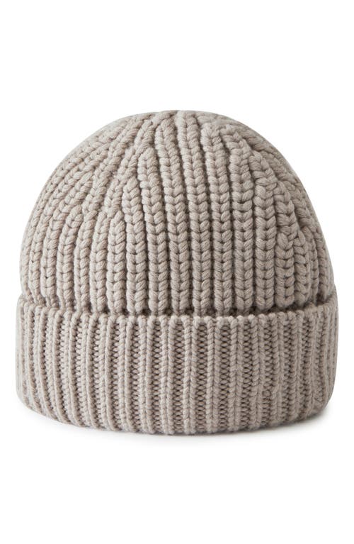 Shop Lafayette 148 New York Chunky Rib Virgin Wool Cuff Beanie In Smoked Taupe Melange