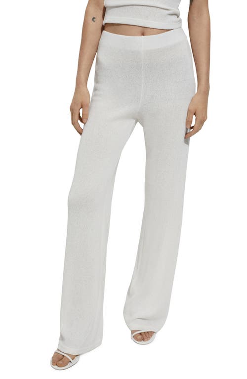 Shop Mango Knit Straight Leg Pants In White