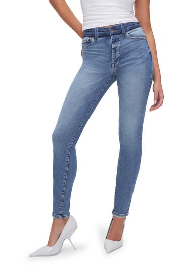 Good American Good Waist Two-tone Skinny Jeans In Indigo617