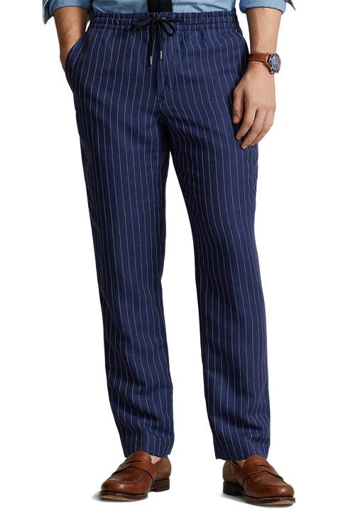 BARENA Straight-Leg Striped Linen Drawstring Trousers for Men