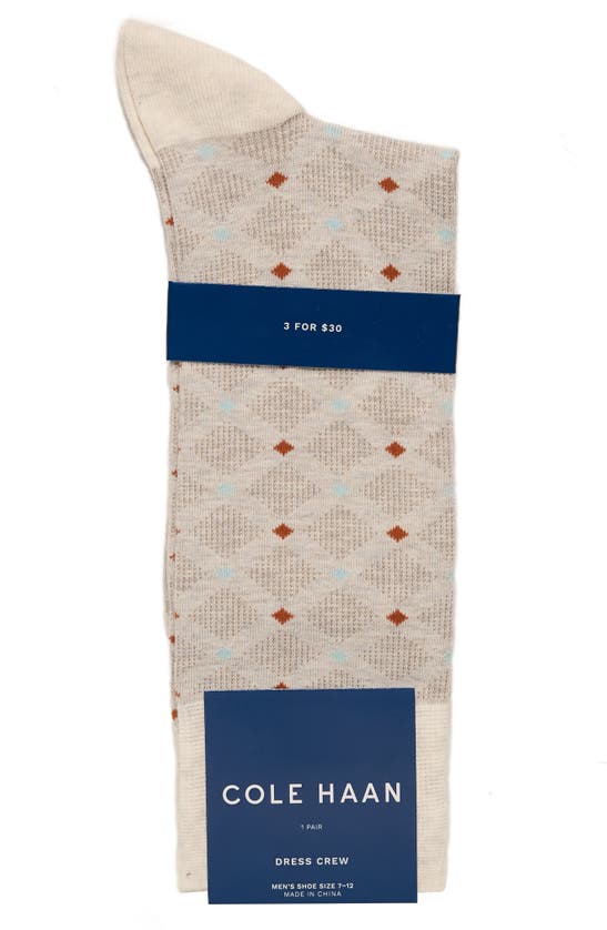 Shop Cole Haan Textured Diamond Dress Socks In Oatmeal Heather