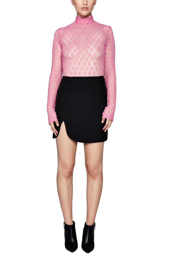 Shop Bardot Adoni Floral Embroidered Mesh Bodysuit In Lili Pink
