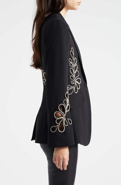 Shop Cinq À Sept Cheyenne Rhinestone Paisley One-button Blazer In Black