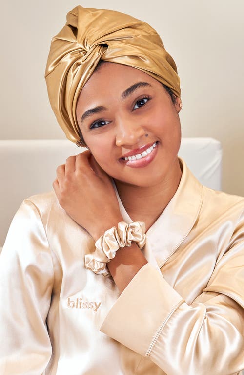 Blissy Mulberry Silk Hair Bonnet In Gold