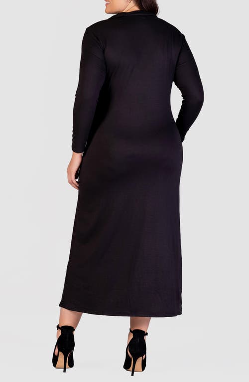 24seven Comfort Apparel Women's Comfortable Collared Wrap Maxi Dress In Black