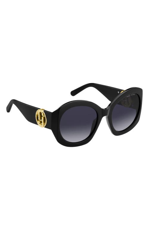 Shop Marc Jacobs 56mm Gradient Rectangular Sunglasses In Black Gold/grey Shaded